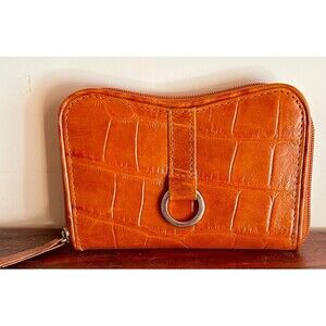 Michael Roma Designs Cognac Croc Embossed Small Leather Card Holder